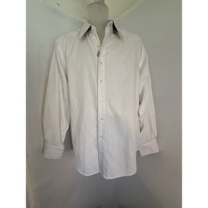 Robert Graham White Button Up Shirt Size Large Flower Contrast Collar Cuffs NWOT